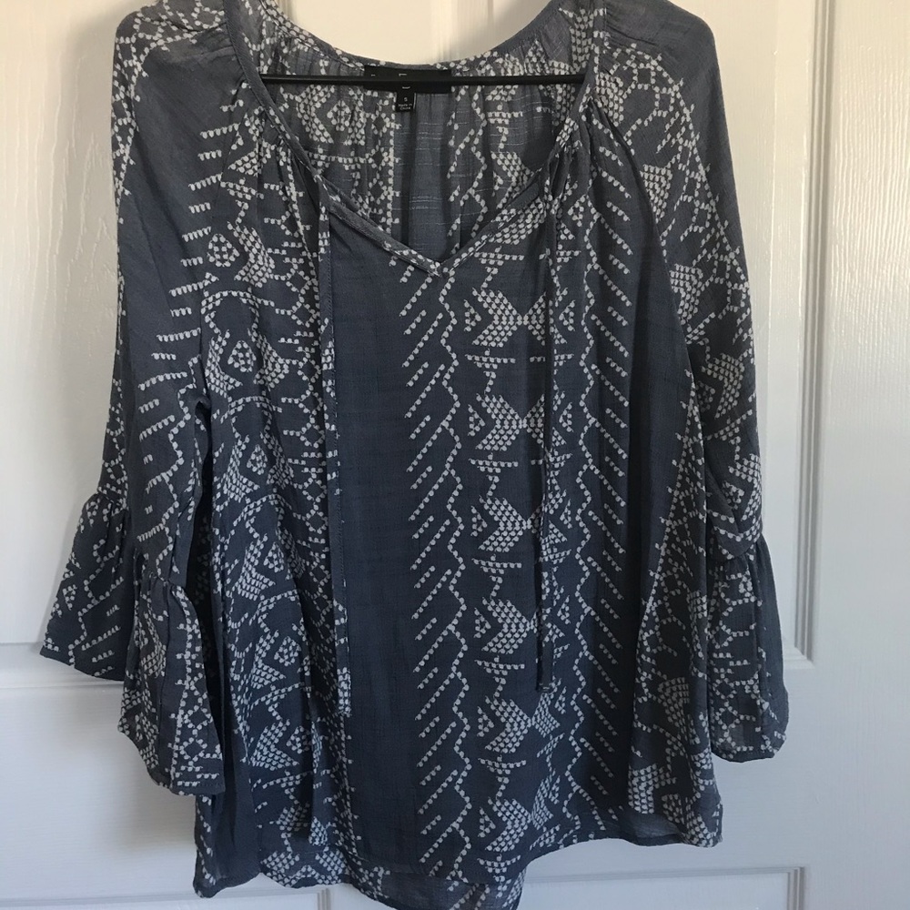 Blue top with flare sleeves